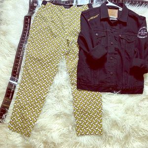 Gold and white patten pants